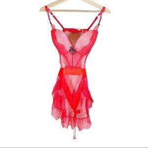 Victoria’s Secret VS Hot pink apron open back lingerie